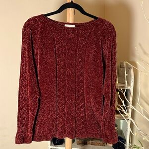 Stitch by Chenault M incredibly soft maroon chenille crewneck,dolman sleeves EUC